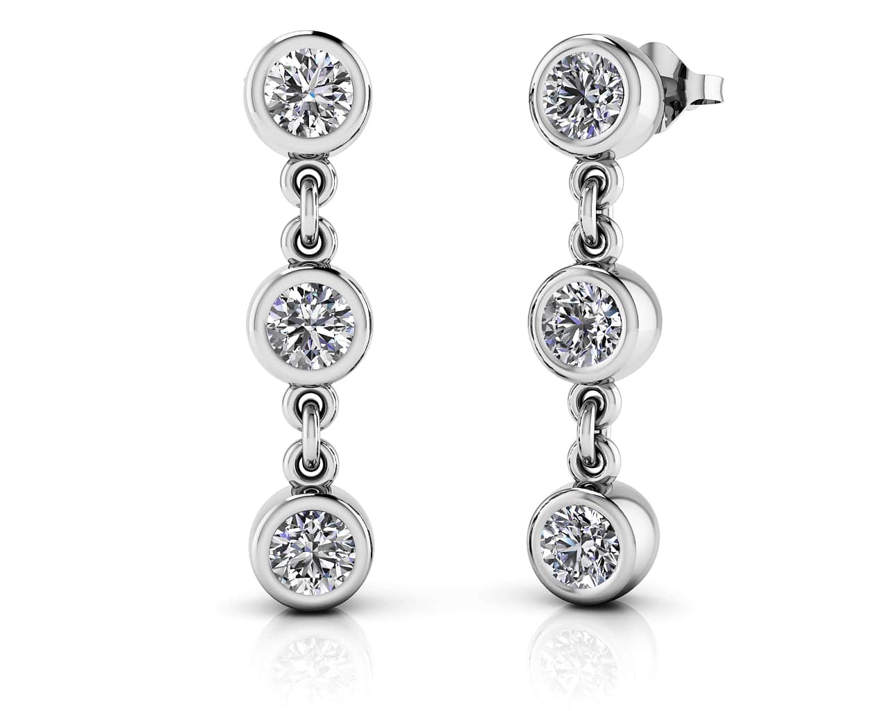 Six Stone Diamond Drop Earrings Diamond with 0.96 ct.(finished) 3.5mm